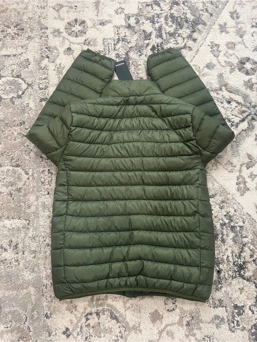 True Religion Men's Olive Green Quilted Packable Puffer Jacket